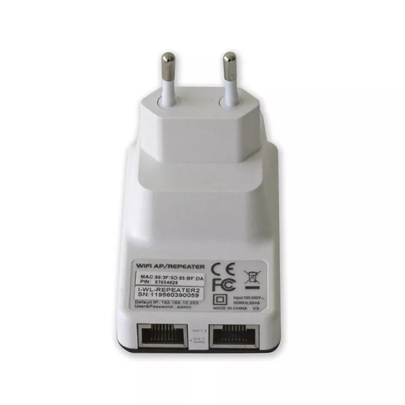 Techly I-WL-REPEATER2 (301078) draadloze mini-router / repeater 300N voor in het stopcontact, wifi 4 (802.11n), 2,4 GHz, 300 Mbps