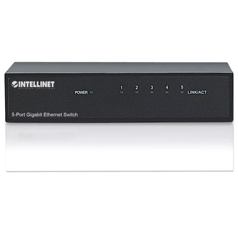 Intellinet 5-poorts Gigabit Ethernet-switch, desktopformaat, metalen behuizing, IEEE 802.3az (Energy Efficient Ethernet)