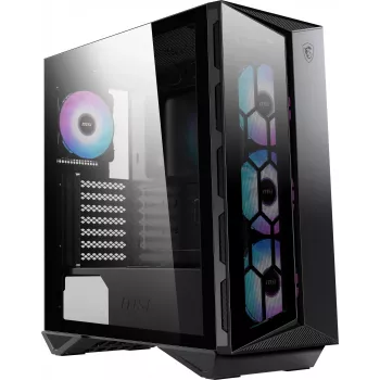 MSI MPG GUNGNIR 110R mid tower gaming computerbehuizing zwart, USB 3.2 Gen2 Type C, 4x 120mm ARGB-ventilator, Mystic Light Sync, 1 to 6 ARGB Control board, 2x gehard glas panelen, ATX, mATX, mini-ITX