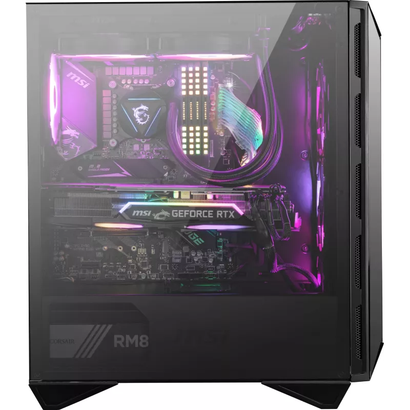 MSI MPG GUNGNIR 110R mid tower gaming computerbehuizing zwart, USB 3.2 Gen2 Type C, 4x 120mm ARGB-ventilator, Mystic Light Sync, 1 to 6 ARGB Control board, 2x gehard glas panelen, ATX, mATX, mini-ITX