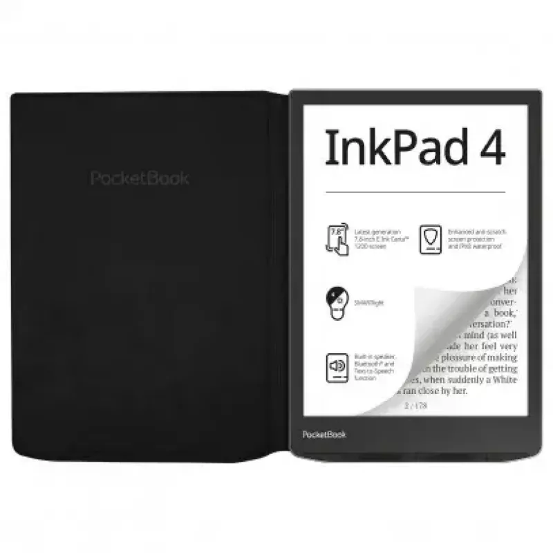 Flipcase voor PocketBook 7,8-inch e-bookreader – HN-FP-PU-743G-RB-WW, magneetsluiting, zwart
