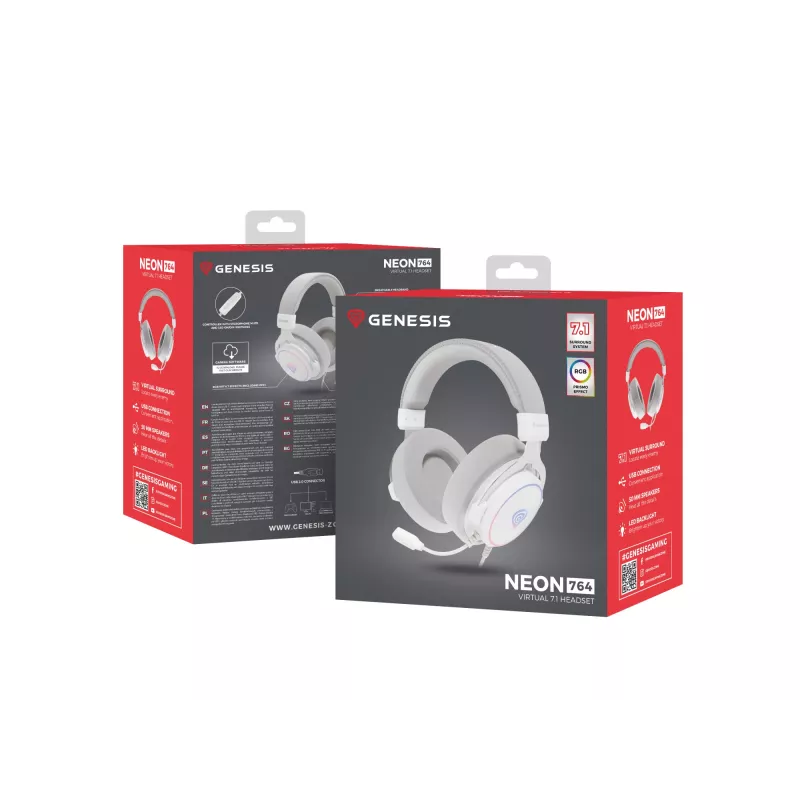 GENESIS Neon 764 headset bedrade gaming-headset met hoofdband USB Type-A wit