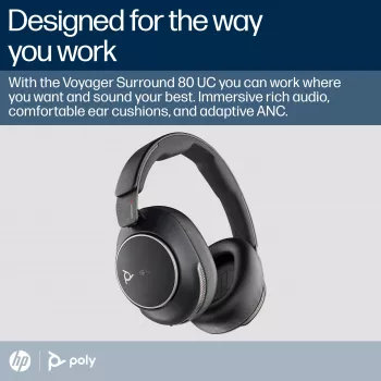 HP Poly Voyager Surround 80 UC Microsoft Teams-gecertificeerd USB-C-headset +USB-C/A-adapter