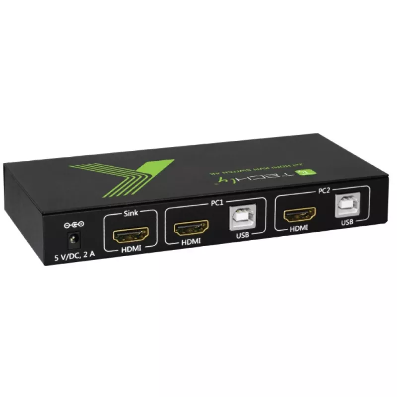 Techly 2x1 USB HDMI 4Kx2K IDATA KVM-HDMI2U KVM-switch zwart