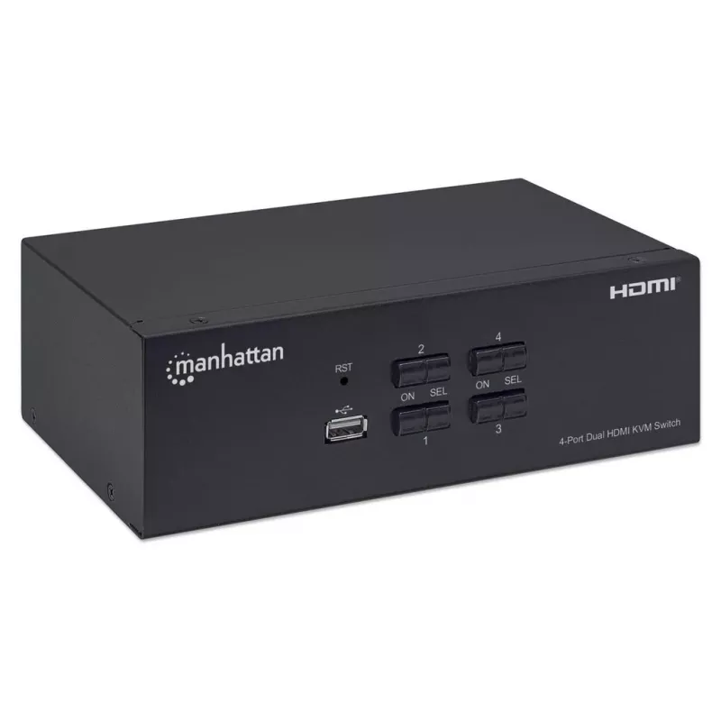 KVM-switch Manhattan 4-poorts 4K@30Hz USB-A audio mic