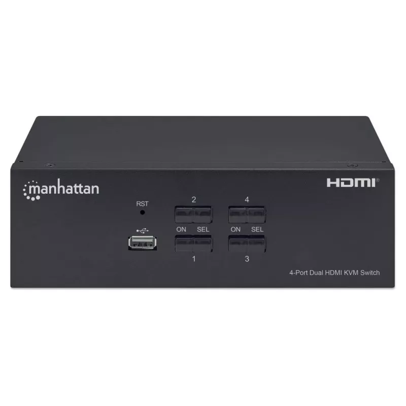 KVM-switch Manhattan 4-poorts 4K@30Hz USB-A audio mic