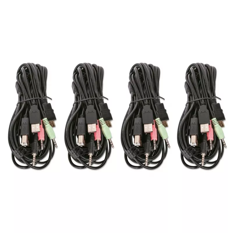 KVM-switch Manhattan 4-poorts 4K@30Hz USB-A audio mic