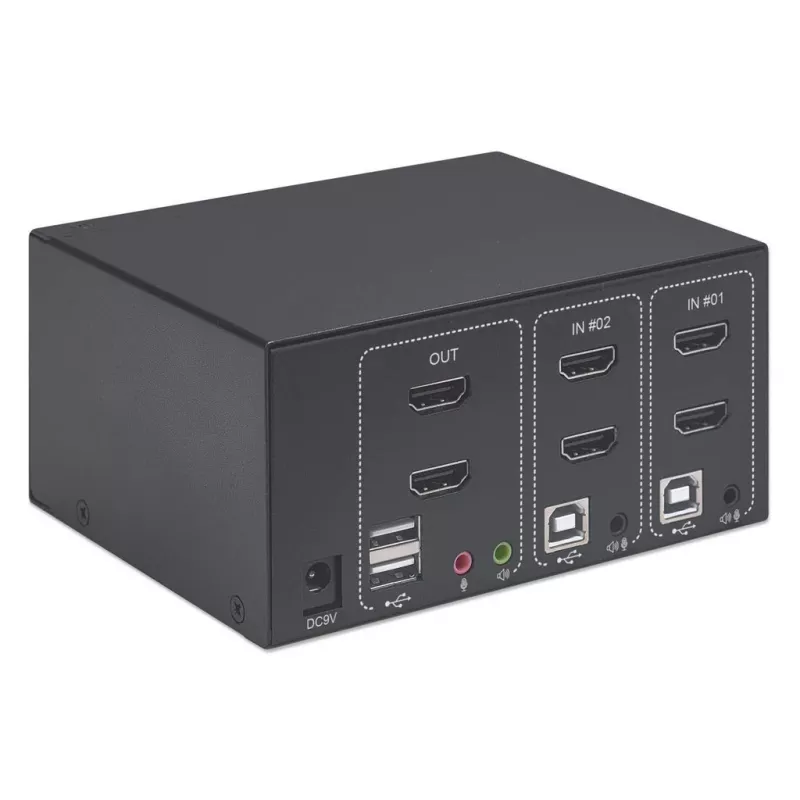 KVM-switch Manhattan 2-poorts 4K HDMI USB audio bediening van 2 computers