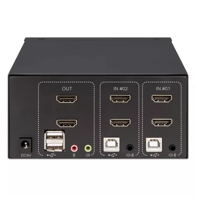 KVM-switch Manhattan 2-poorts 4K HDMI USB audio bediening van 2 computers