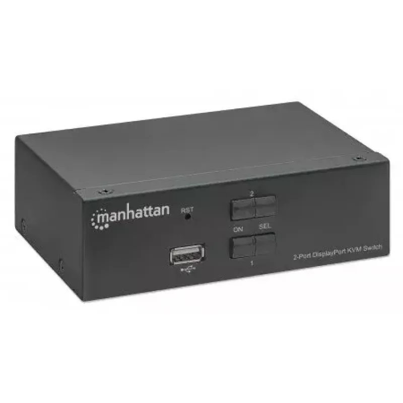 Manhattan 153546 KVM-switch, 2 poorten DisplayPort/USB 2.0, 4K@60Hz, audio, 2 kabels van 1,8 m