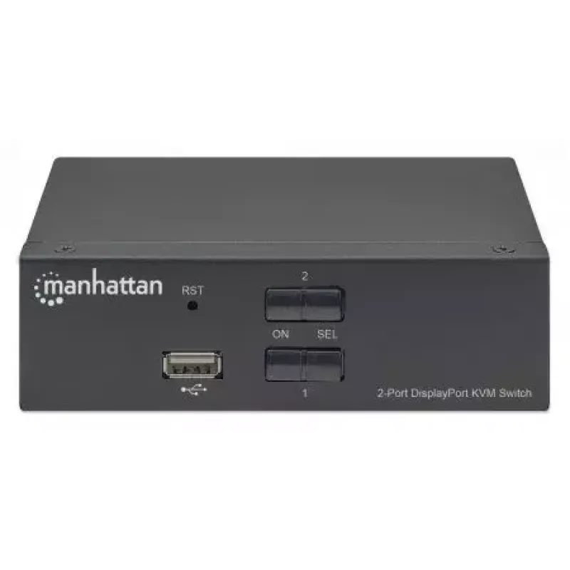 Manhattan 153546 KVM-switch, 2 poorten DisplayPort/USB 2.0, 4K@60Hz, audio, 2 kabels van 1,8 m
