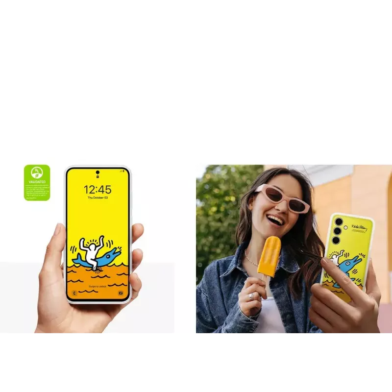 Hoesje Samsung Keith Haring Flipsuit Case voor S24 FE geel