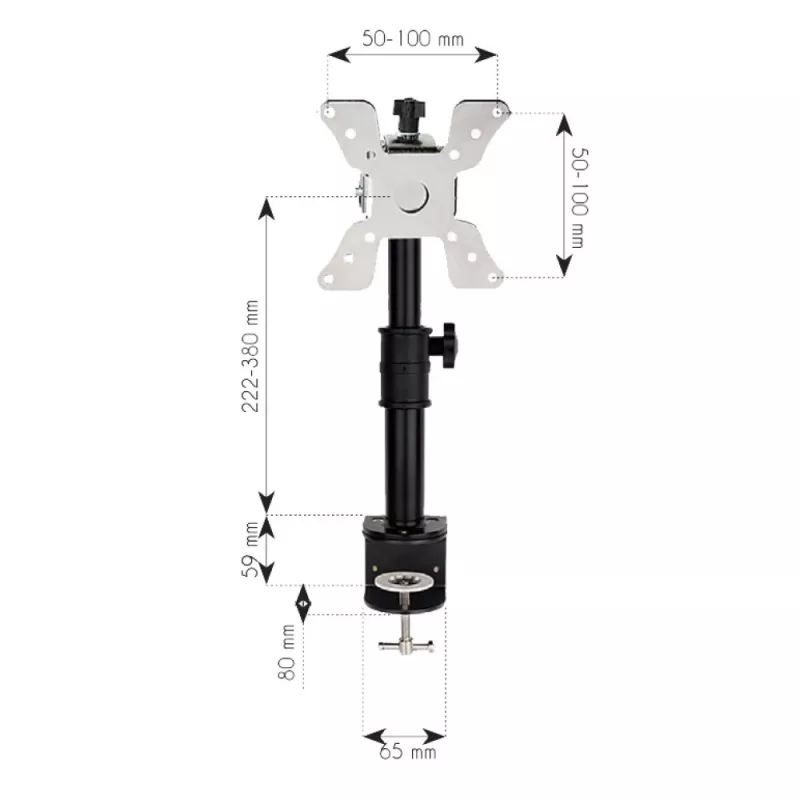 Techly ICA-LCD 500BK bureaubeugel voor monitor 13–30 inch (76,2 cm), tot 15 kg, VESA 75x75/100x100, zwart