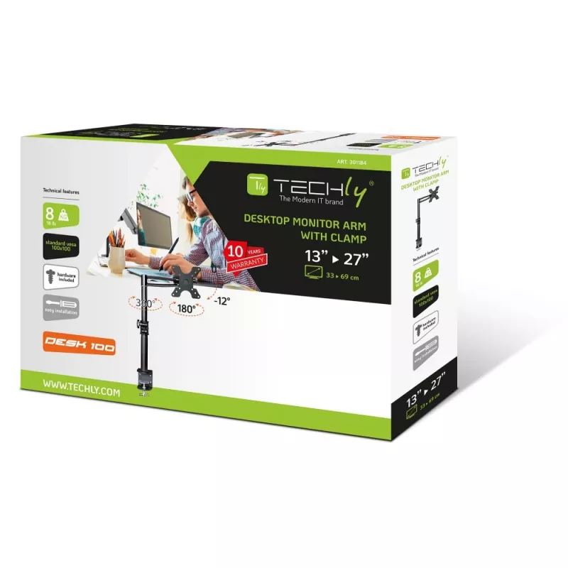 Techy 13-27 inch tafelstandaard voor monitor middenarm kantelbaar ICA-LCD 501BK