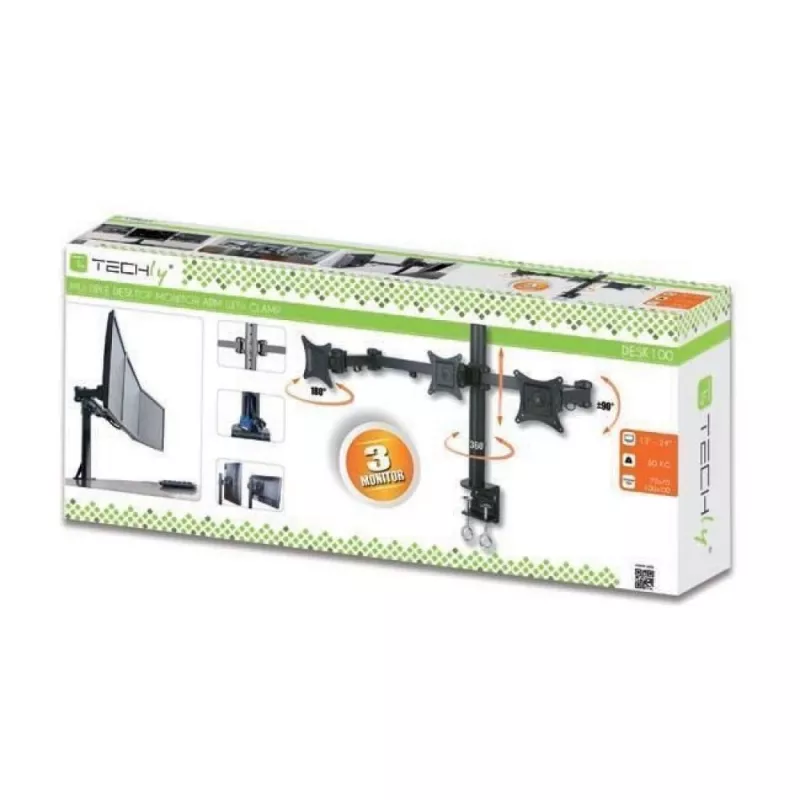 Techly 13-24 inch tafelstandaard voor 3 monitoren met klem ICA-LCD 482-T