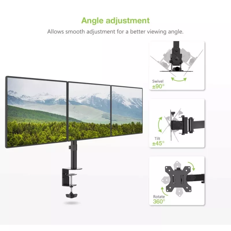 Techly 13-24 inch tafelstandaard voor 3 monitoren met klem ICA-LCD 482-T