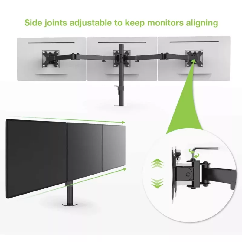Techly 13-24 inch tafelstandaard voor 3 monitoren met klem ICA-LCD 482-T