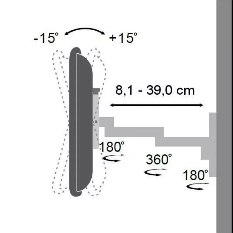 Techly 13-30 inch wandhouder voor LED-LCD-TV kantelbaar 3 gewrichten zwart” ICA-LCD 104BK
