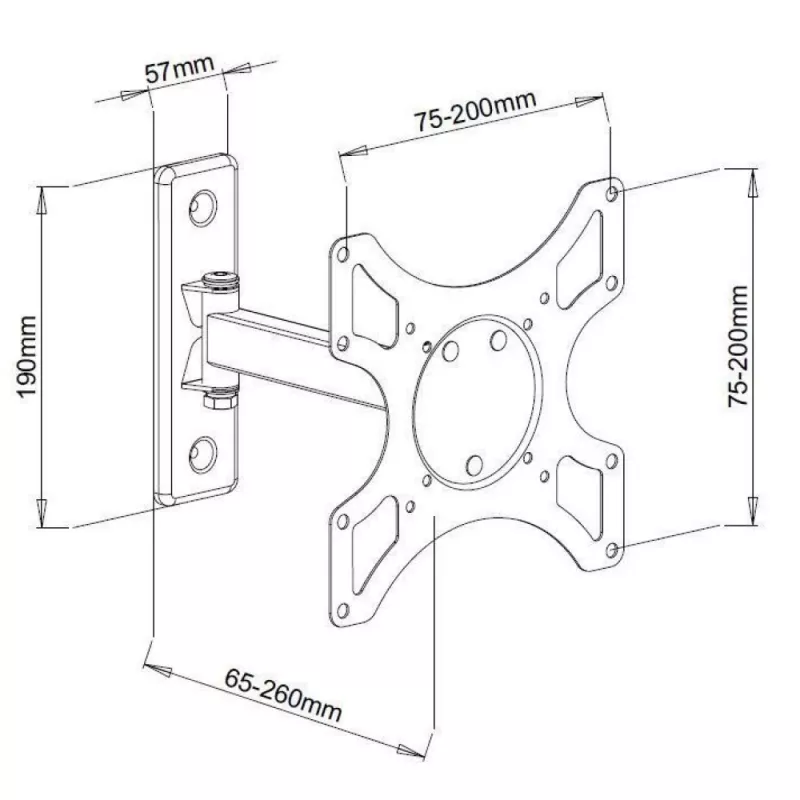Techly ICA-LCD 2901 wandbeugel voor LCD-tv 13–37 inch, kantel- en draaibaar, tot 25 kg, VESA 75x75–200x200, zwart