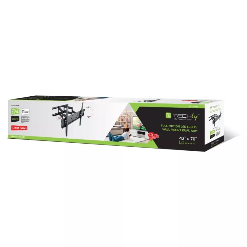 Techly 42-70 inch wandhouder voor LED-LCD-TV volledig beweegbaar dubbele arm ICA-PLB 147XL