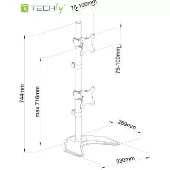 Techly ICA-LCD 2520V monitorhouder / voet 68.6 cm (27 inch) bureau zwart
