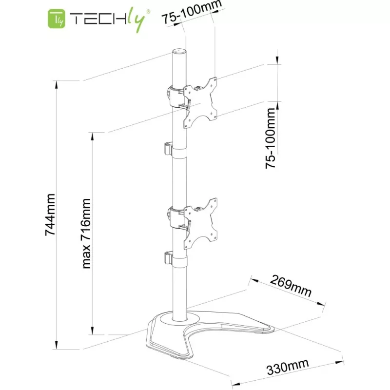 Techly ICA-LCD 2520V monitorhouder / voet 68.6 cm (27 inch) bureau zwart