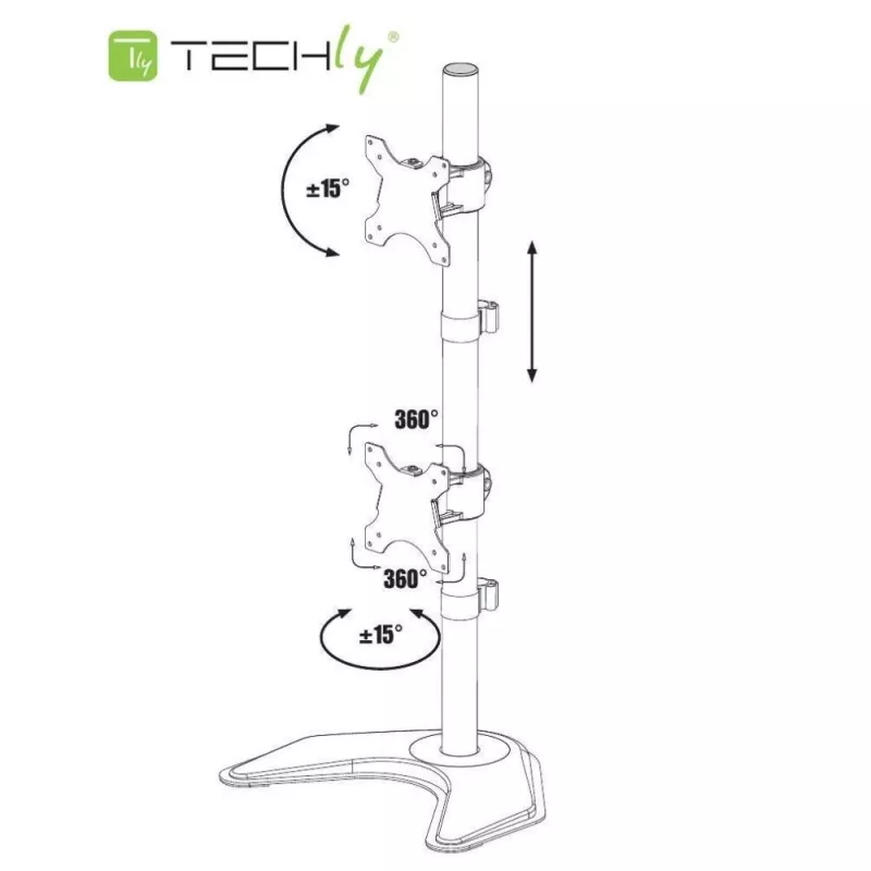 Techly ICA-LCD 2520V monitorhouder / voet 68.6 cm (27 inch) bureau zwart