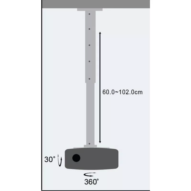 Techly projectorh plafondhouder verlenging 60–102 cm zilver ICA-PM 102XL