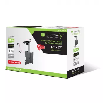 Techly opvouwbare intrekbare plafondhouder voor TV LED/LCD 17 inch–37 inch zwart