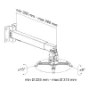 Techly ICA-PM 16 plafondbeugel voor projector, tot 20 kg, verstelbaar 43–65 cm, kantel- en draaibaar, zilver