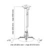 Techly ICA-PM 16 plafondbeugel voor projector, tot 20 kg, verstelbaar 43–65 cm, kantel- en draaibaar, zilver