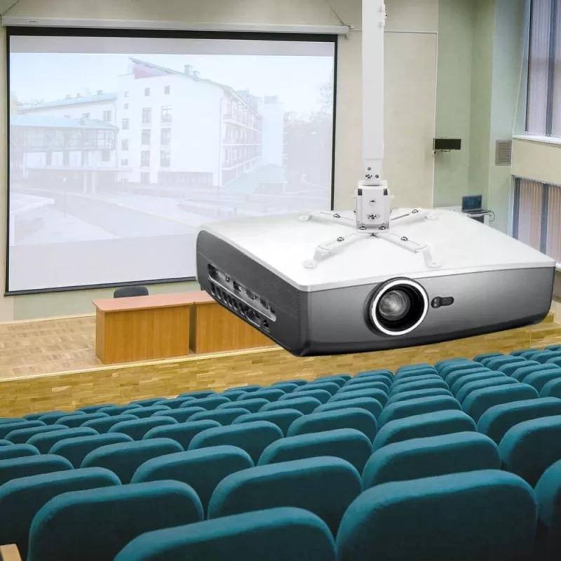 Techly ICA-PM 16 plafondbeugel voor projector, tot 20 kg, verstelbaar 43–65 cm, kantel- en draaibaar, zilver