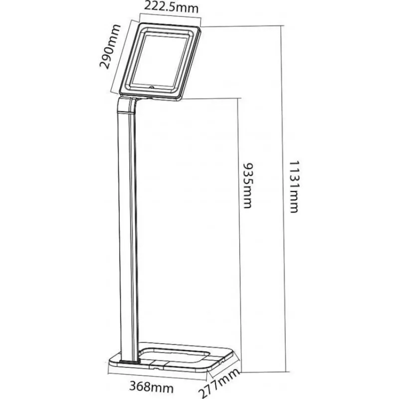 Techly ICA-TBL 1501 beveiligde vloerstandaard voor tablets 9,7–10,1 inch (25,6 cm), aluminium, VESA 75x75, zilver