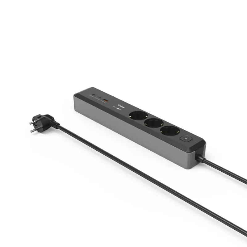 Hama 00223192 verlengkabel 1,4 m 3 AC-stopcontact(en) binnen zwart, grijs