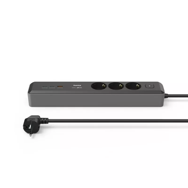 Hama 00223192 verlengkabel 1,4 m 3 AC-stopcontact(en) binnen zwart, grijs