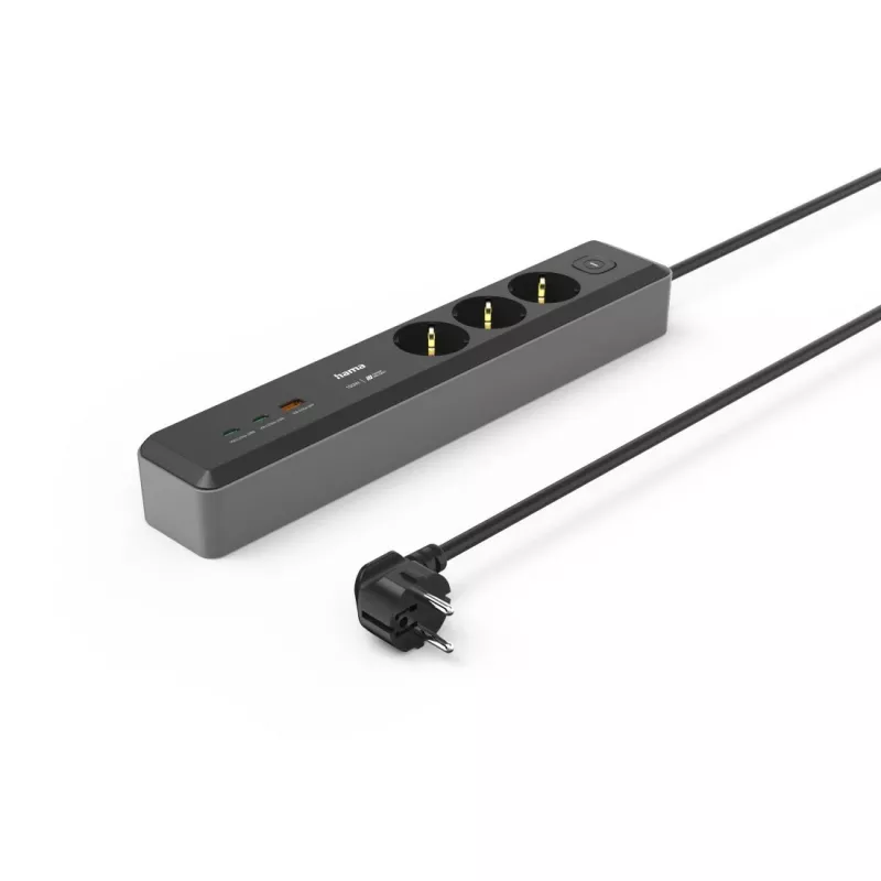 Hama 00223192 verlengkabel 1,4 m 3 AC-stopcontact(en) binnen zwart, grijs
