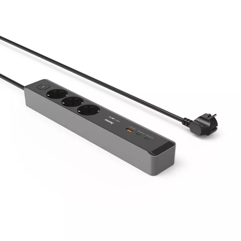 Hama 00223192 verlengkabel 1,4 m 3 AC-stopcontact(en) binnen zwart, grijs