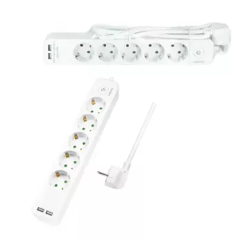 Stroomverlenging LogiLink LPS249U 1,5 m 5 AC-stopcontacten binnen wit