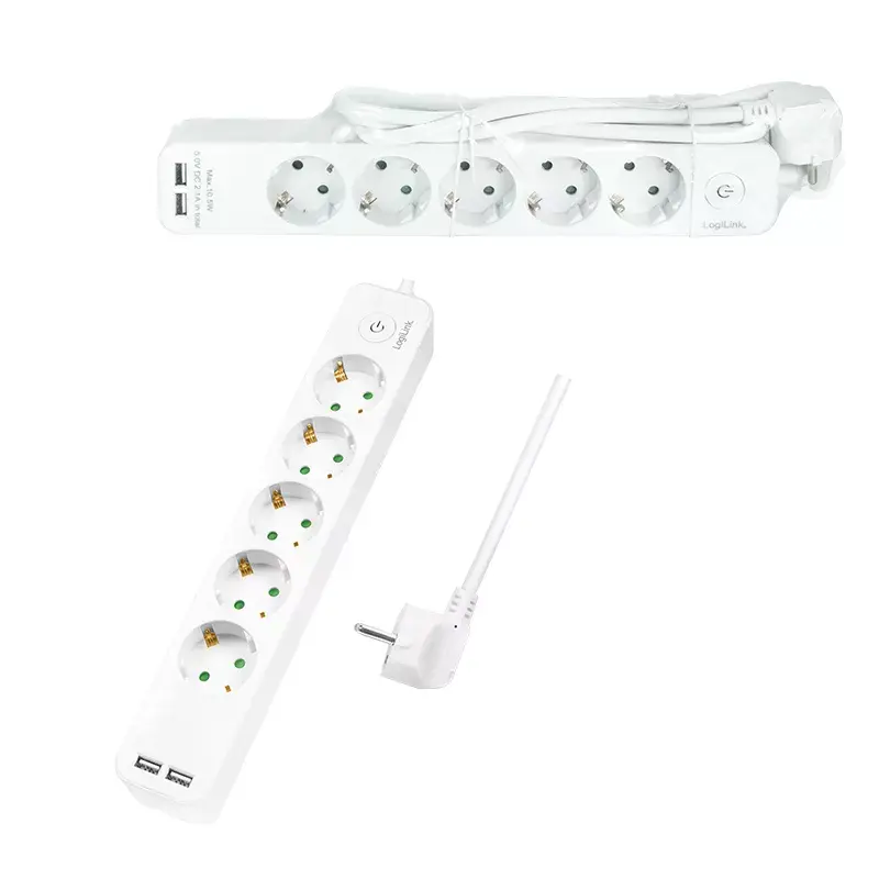 Stroomverlenging LogiLink LPS249U 1,5 m 5 AC-stopcontacten binnen wit