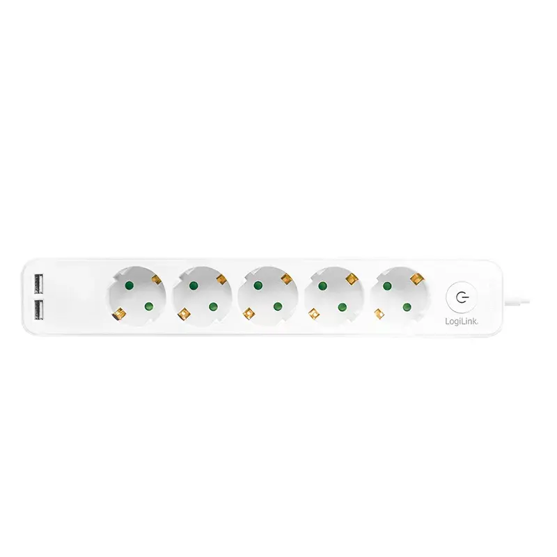 Stroomverlenging LogiLink LPS249U 1,5 m 5 AC-stopcontacten binnen wit