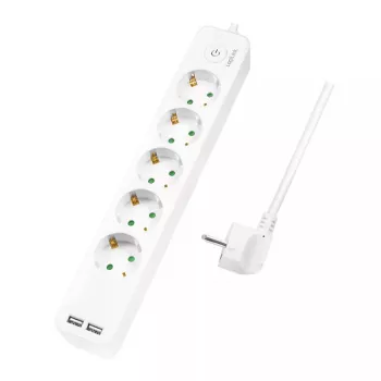 Stroomverlenging LogiLink LPS249U 1,5 m 5 AC-stopcontacten binnen wit