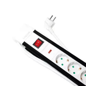 Stroomverlenging LogiLink LPS211 3m 5 AC-stopcontacten binnen zwart wit