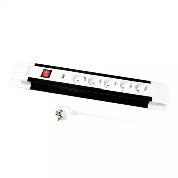 Stroomverlenging LogiLink LPS211 3m 5 AC-stopcontacten binnen zwart wit