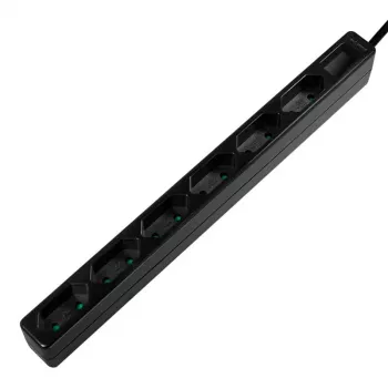 Stroomverlenging LogiLink LPS231B 1,5m 6 AC-stopcontacten binnen zwart