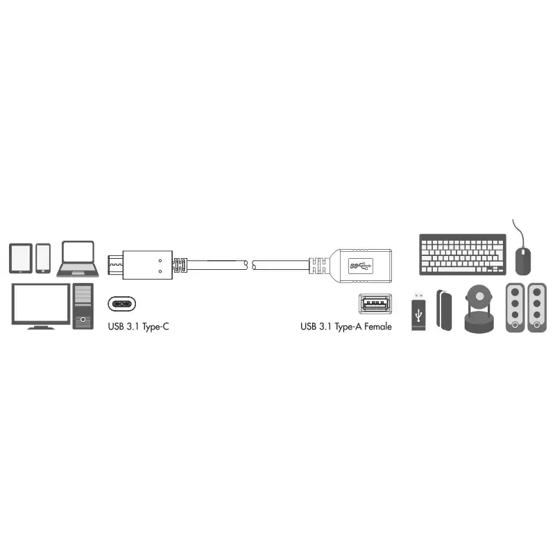 USB-kabel LogiLink USB C - USB A 0,15m CU0098 zwart