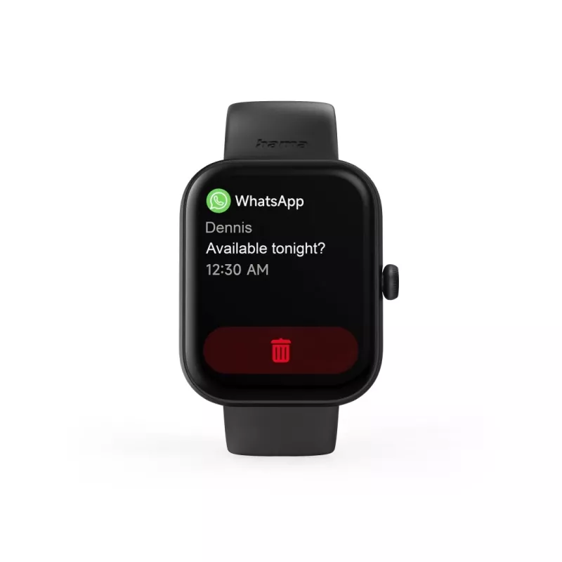 Hama Fit Watch 5000 smartwatch, 1,65 inch (4,19 cm) TFT, 47 mm, belfunctie, hartslag, IP68, Bluetooth, zwart