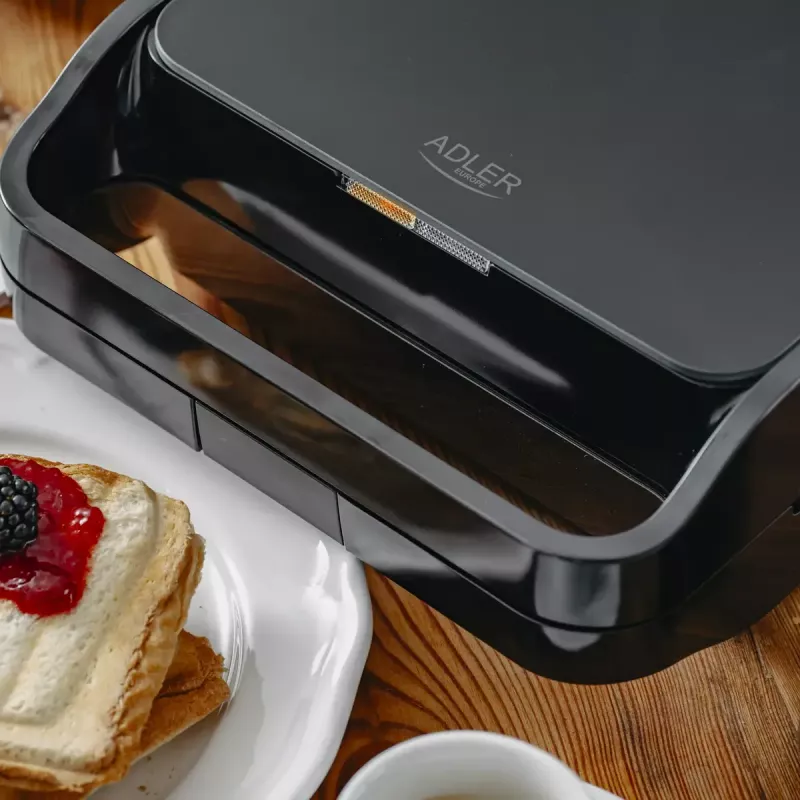 Sandwichmaker 2-in-1 Adler AD 3070b — 850 W, 2 platen, zwart