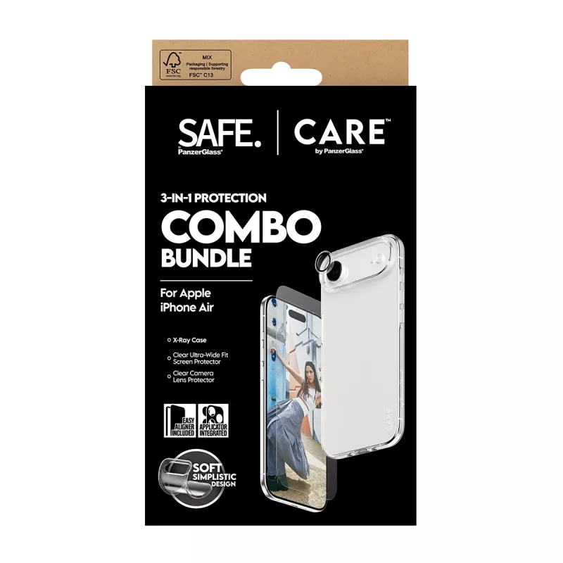 Screenprotector + camera- & achterkantfolie combi PanzerGlass voor iPhone 17 Air CR78718