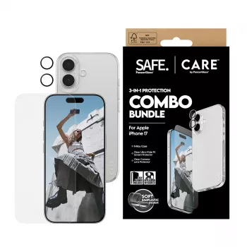 PanzerGlass 3-in-1 Combo Bundle voor iPhone 17 – beeldschermbescherming, cameralensbescherming en hoesje
