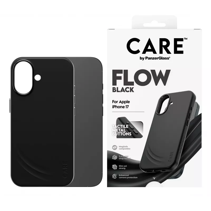 Beschermhoes PanzerGlass CARE Feature FLOW Case zwart met MagSafe voor iPhone 17